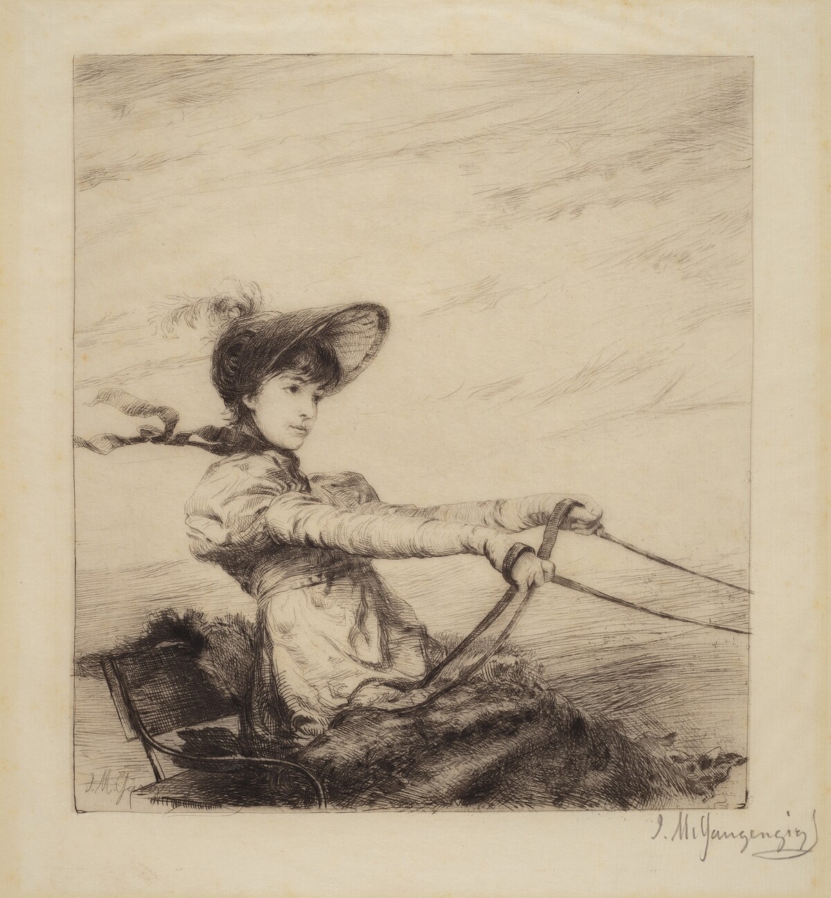 Untitled (Woman Driving Carriage) by Ignaz Marcel Gaugengigl