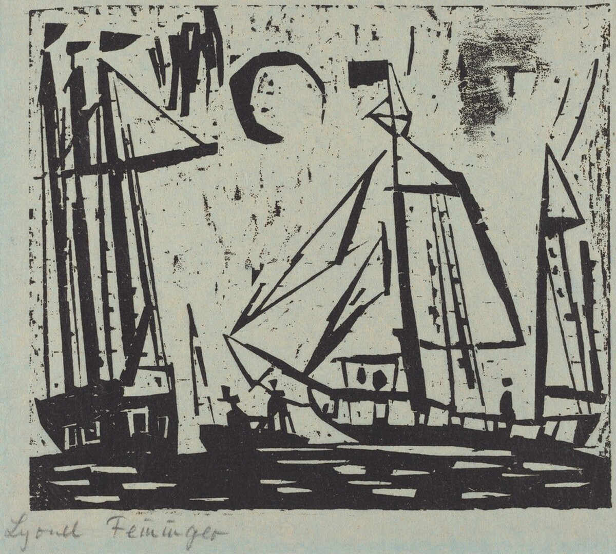 Sailboats with Moon (Segelboote mit Mond) by Lyonel Feininger