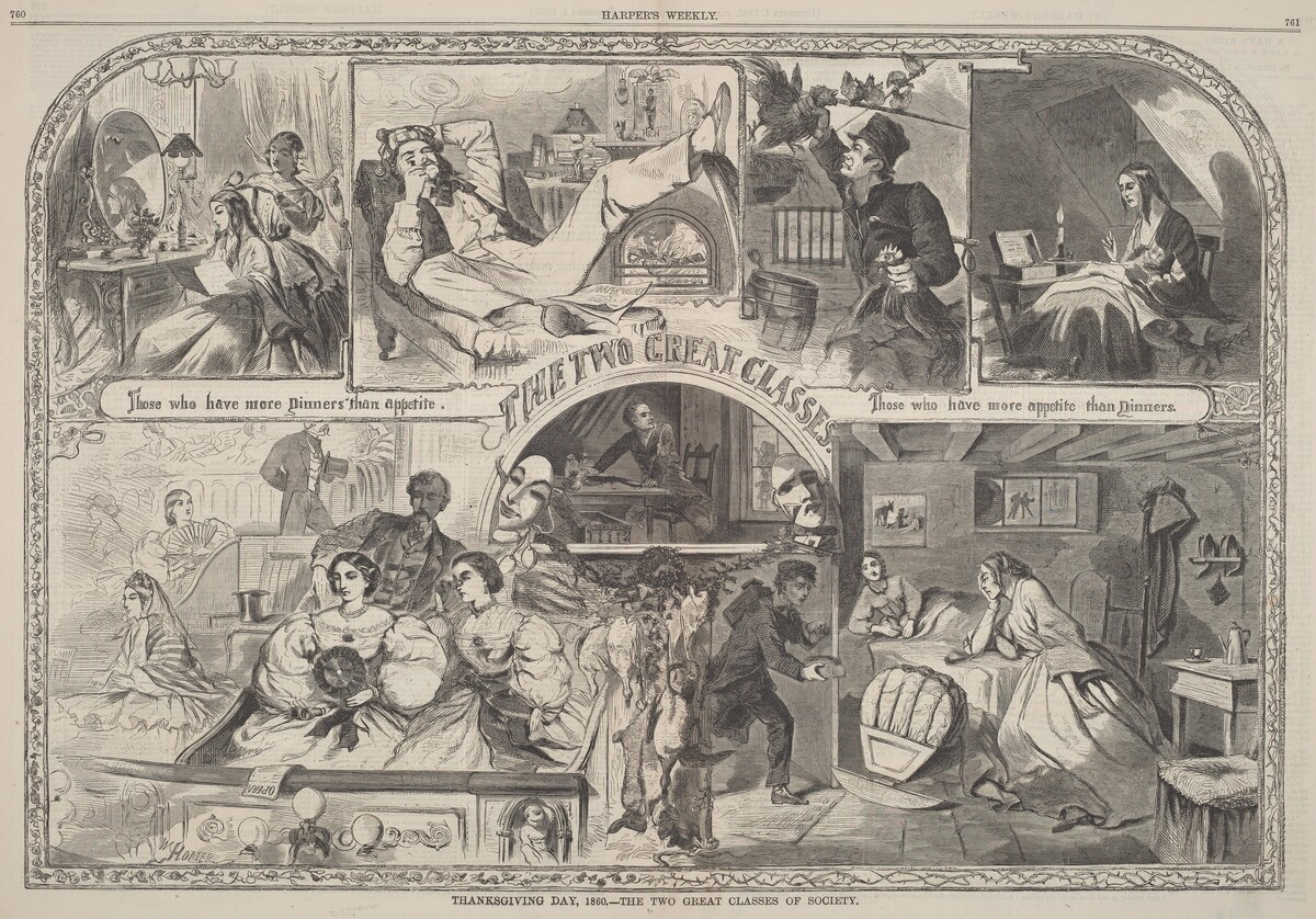 Thanksgiving Day, 1860 - The Two Great Classes of Society by after Winslow Homer