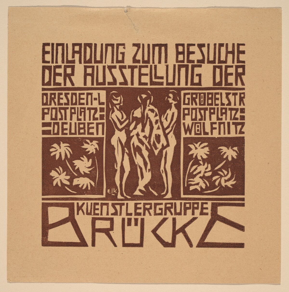 Einladung...Ausstellung der Kuenstlergruppe Brücke (Invitation to an Exhibition of the Artists' Group Brücke) by Ernst Ludwig Kirchner