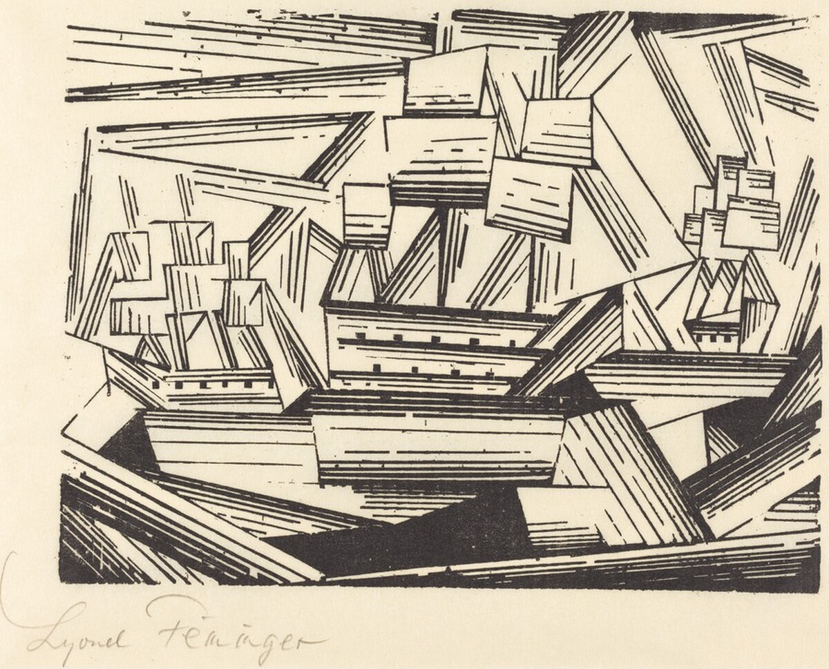 Cruising Sailing Ships, 2 (Kreuzende Segelschiffe, 2) by Lyonel Feininger