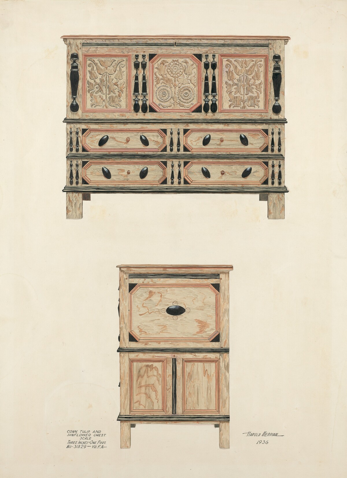 Tulip and Sunflower Chest by Harold Merriam