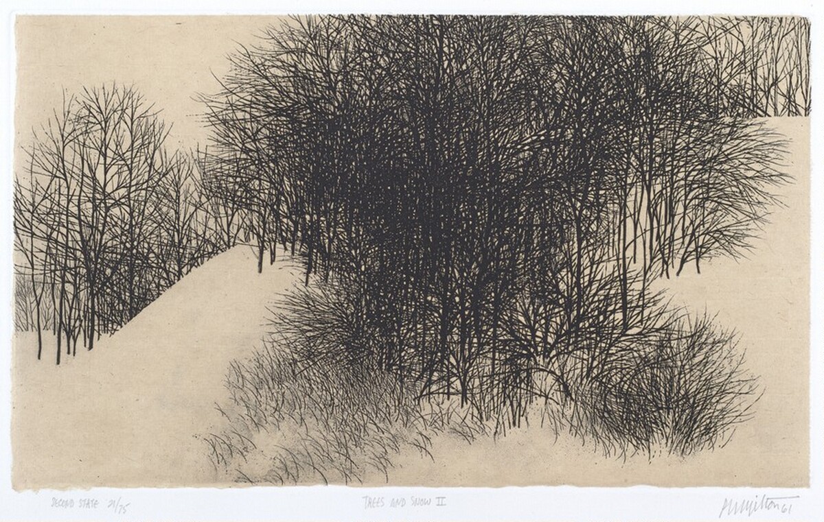 Trees and Snow II (Second State) by Peter Milton