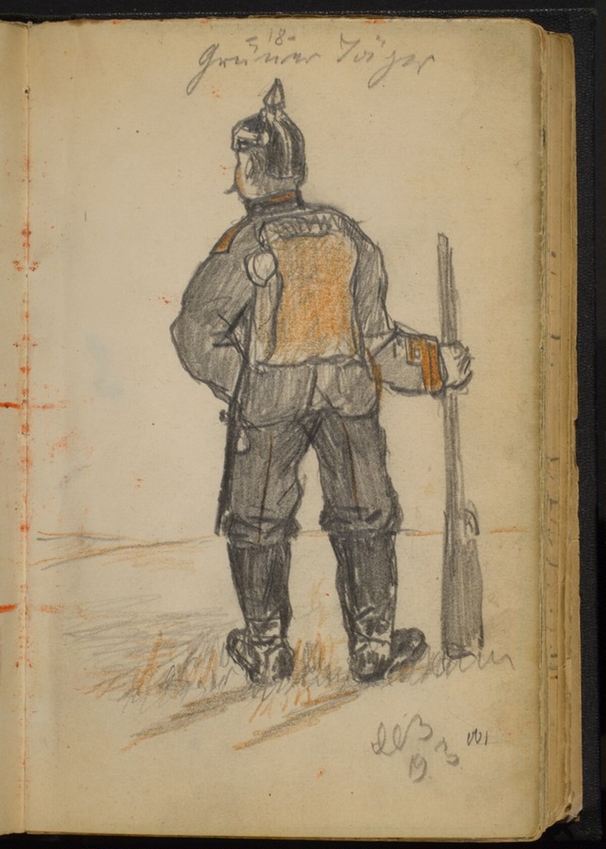 Soldier with a Rifle seen from Behind by Max Beckmann