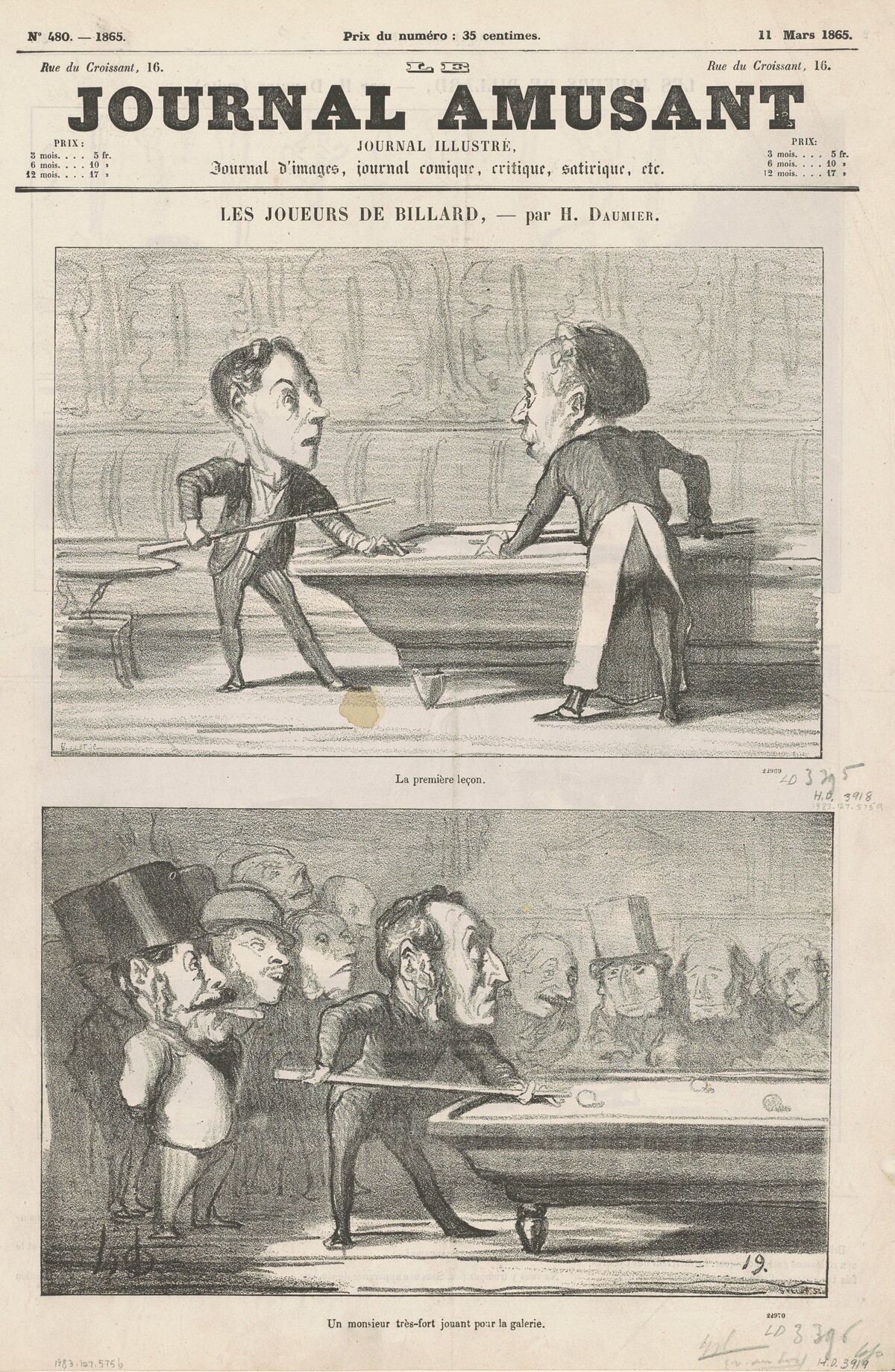 La première lecon ... ; Un monsieur ... ; Collé sous bande; Deux amateurs de la banlieue by Honoré Daumier