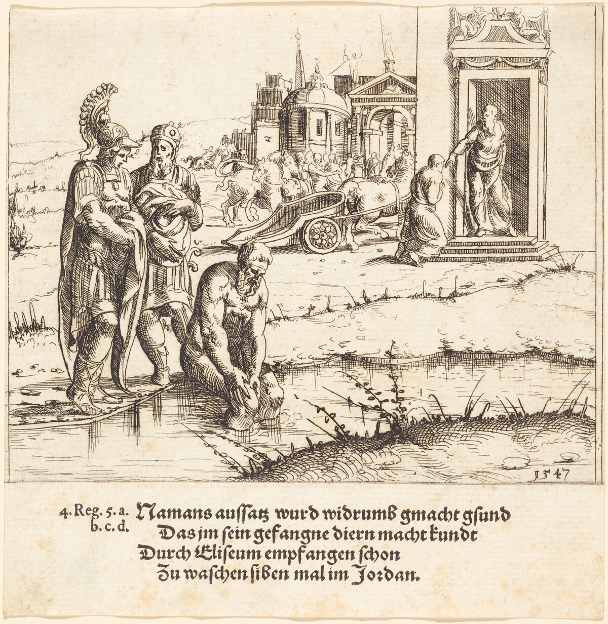 Naaman is Cured of Leprosy by Augustin Hirschvogel