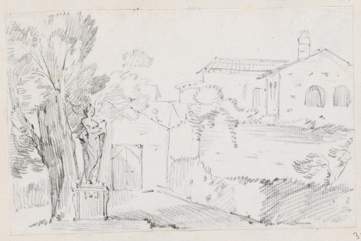 Corner of an Italian Garden with a Church Beyond by Joseph-Marie Vien