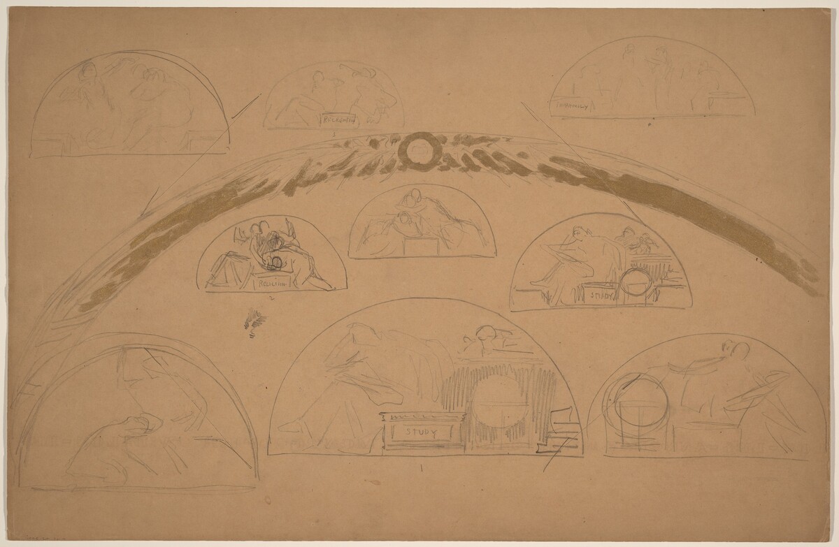 Studies for Lunettes [recto] by Charles Sprague Pearce