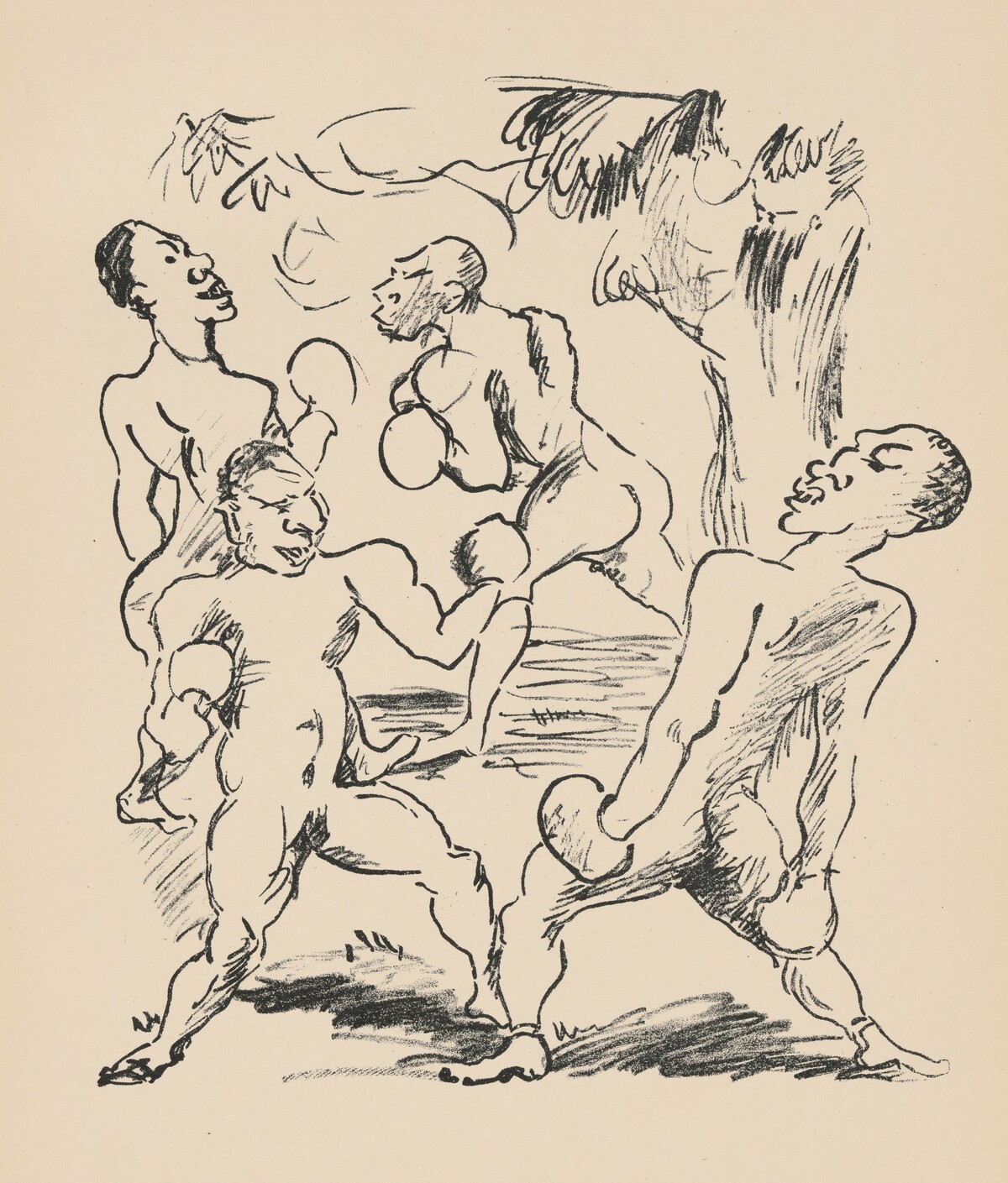 Die Boxer (The Boxers) from Deutsche Graphiker der Gegenwart (German Printmakers of Our Time) by Rudolf Grossman