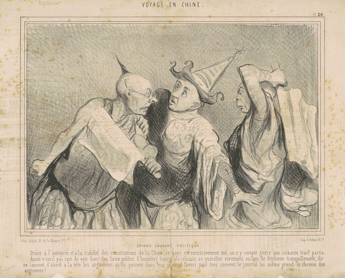 Chinois causant politique by Honoré Daumier