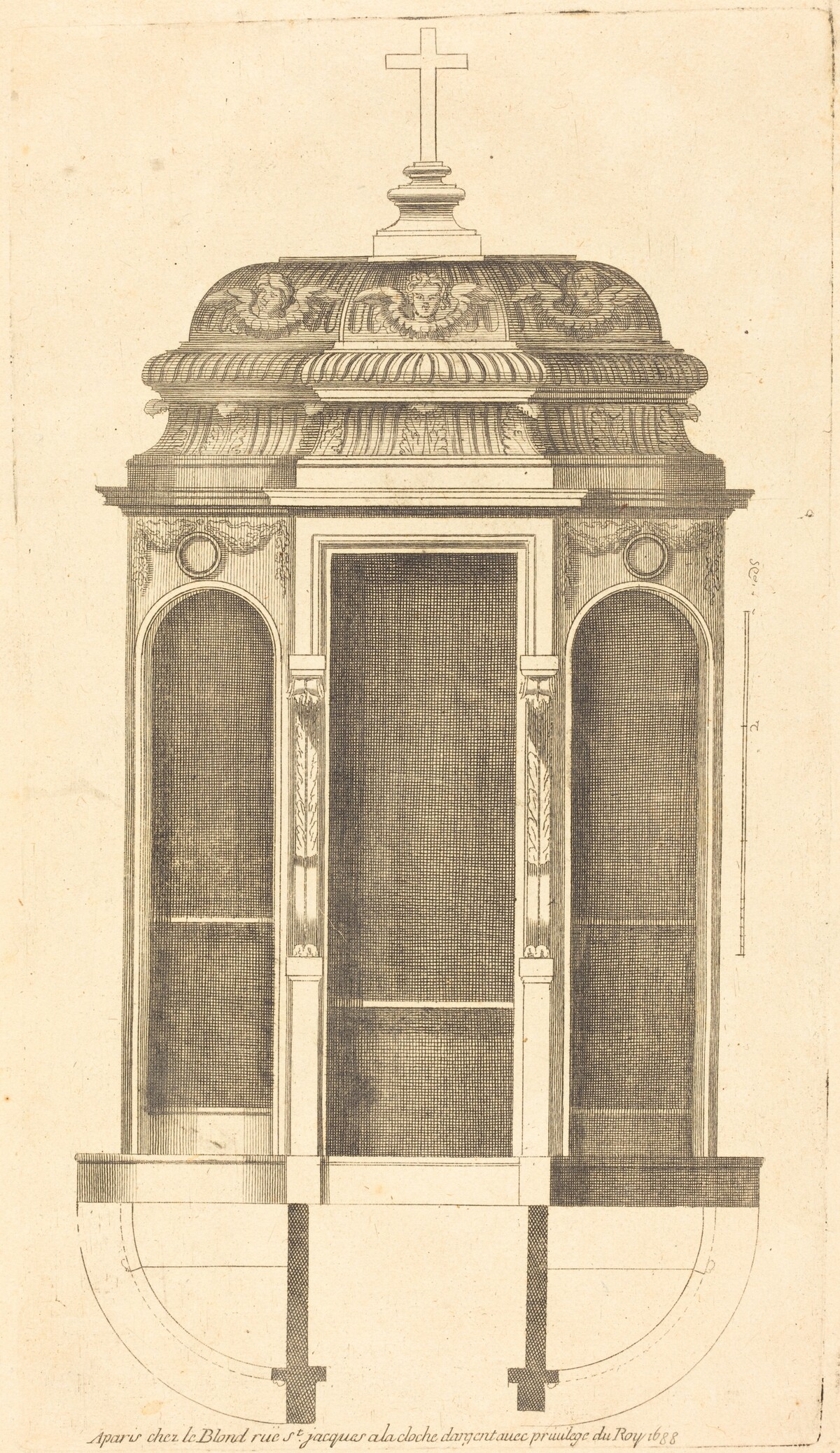 Plan et elevation des plus beaux confessionnaux de Paris, tres fidelemant mesure by Jean Le Blond