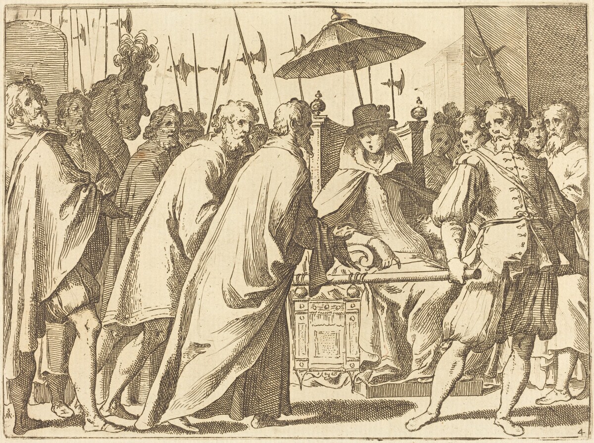 Margaret of Austria Being Carried in a Chaise by Raffaello Schiaminossi