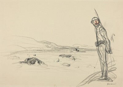 a) Along the Marne (recto); b) Study for Along the Marne (verso)