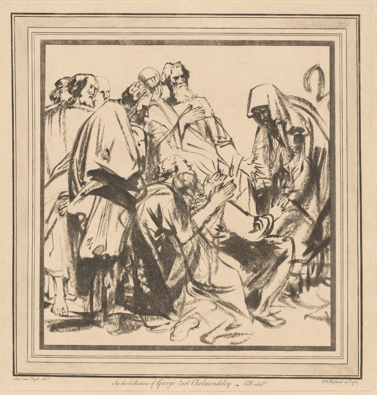 Jacob Persuaded to Send Benjamin with His Brethren into Egypt by William Wynne Ryland, after Sir Anthony van Dyck