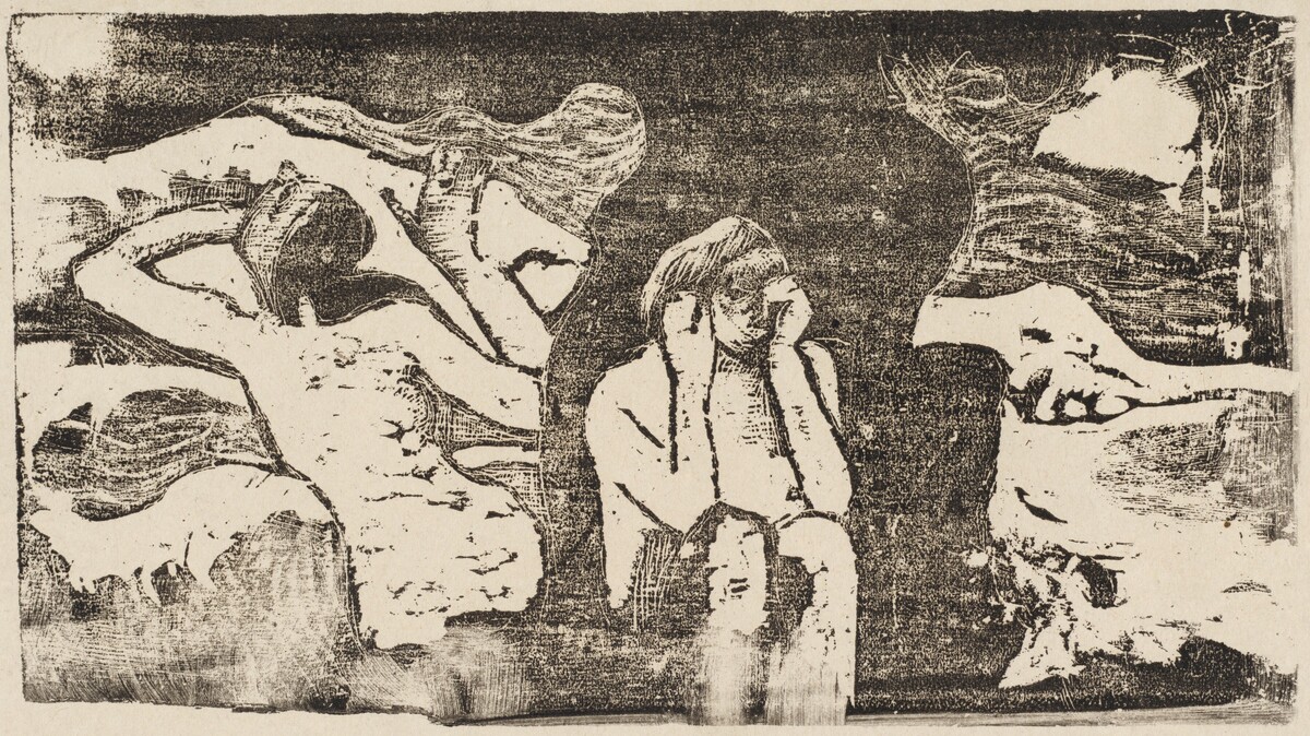 At the Black Rocks (Aux roches noires) by Paul Gauguin