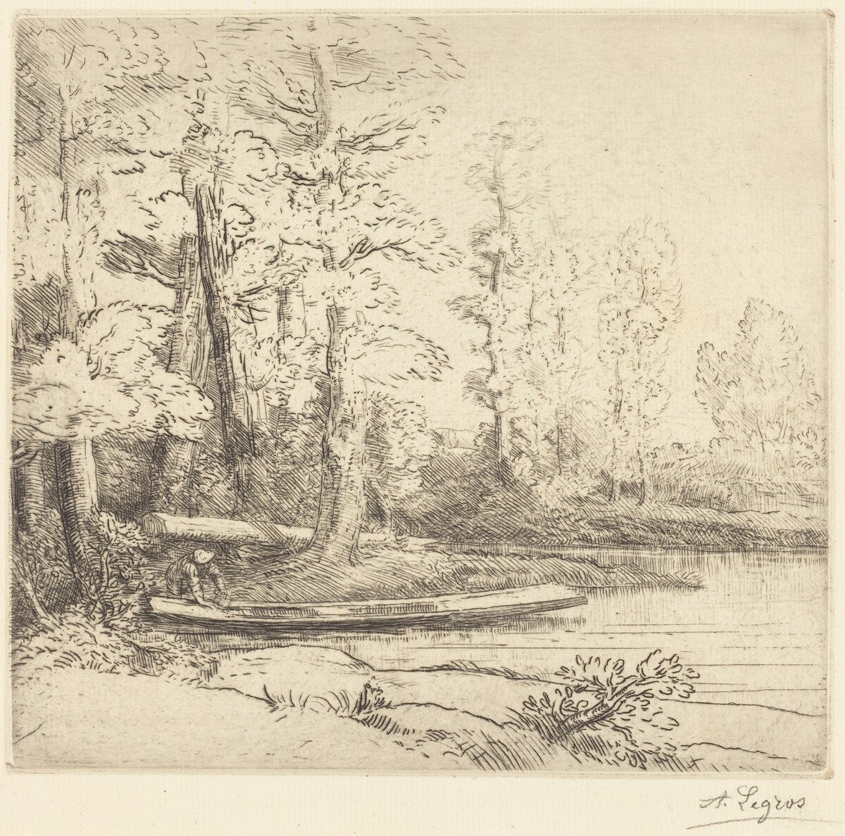 Trees at Water's Edge (Les arbres au bord de l'eau) by Alphonse Legros