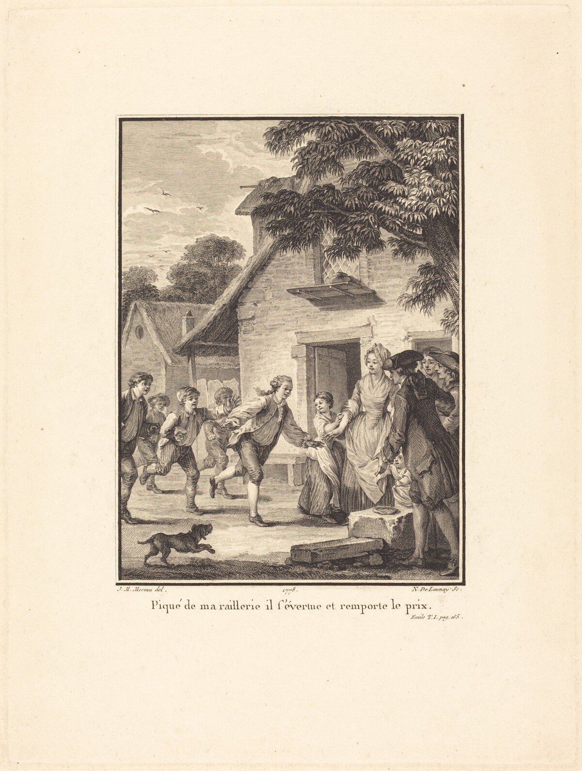 Piqué de ma raillerie, il s'évertue et remporte le prix by Nicolas Delaunay after Jean-Michel Moreau