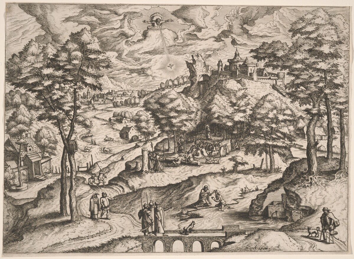 Landscape with the Baptism of Christ by Johannes and Lucas van Doetechum after Lucas Gassel