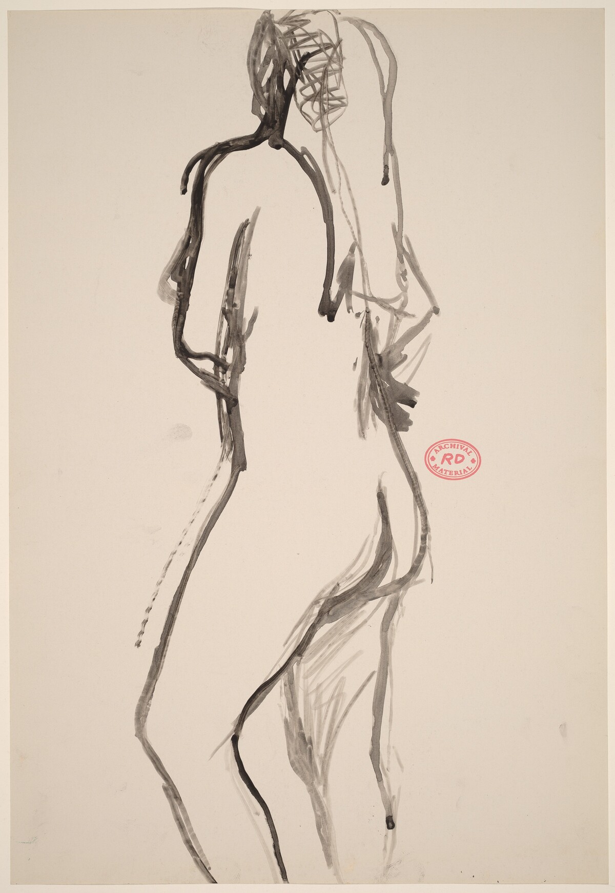 Untitled [standing female nude with long hair] by Richard Diebenkorn