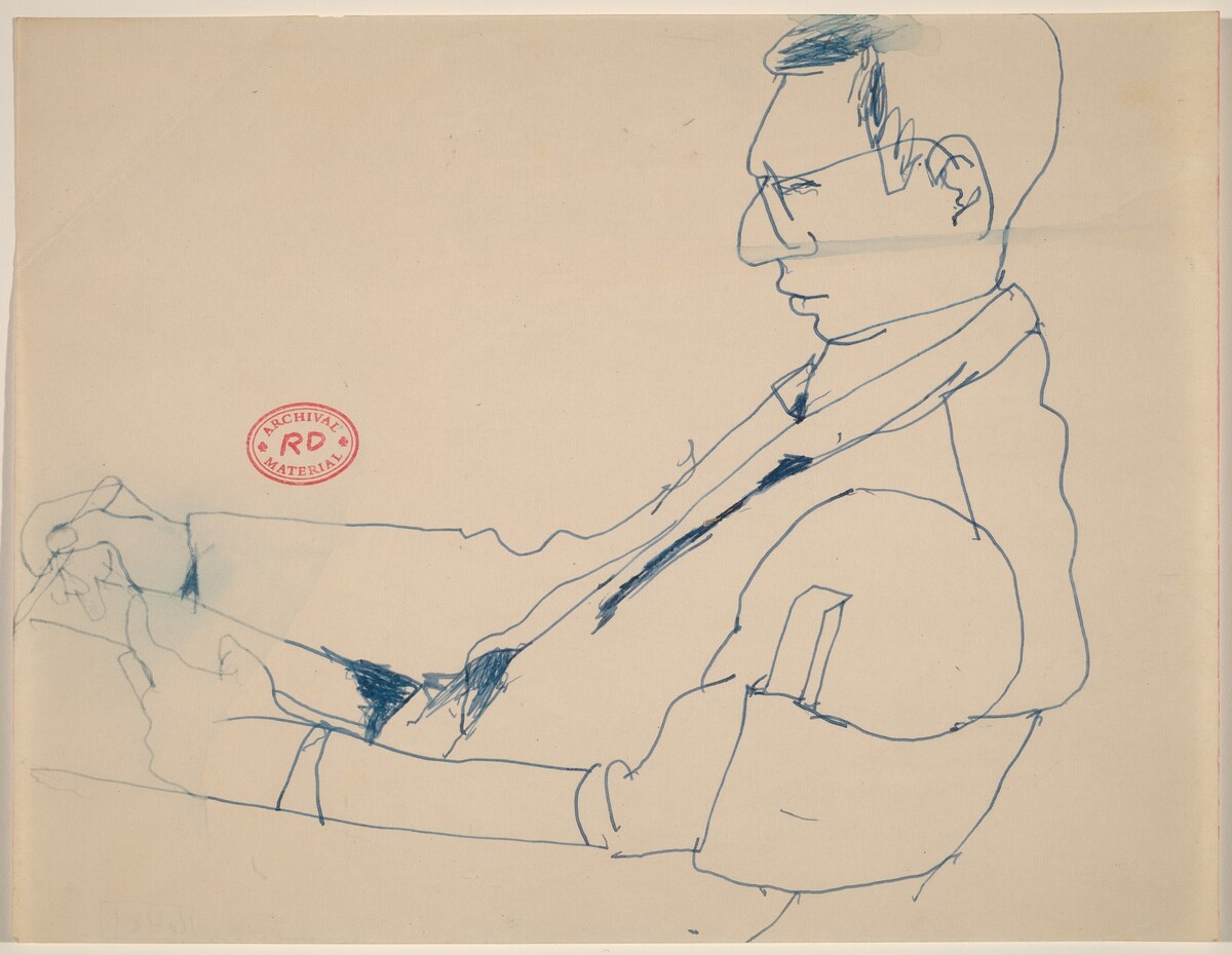 Untitled [side view of a seated man drawing] by Richard Diebenkorn