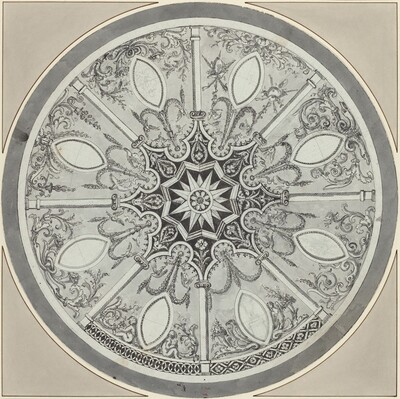 Design for an Inlaid Circular Table Top, with Alternatives