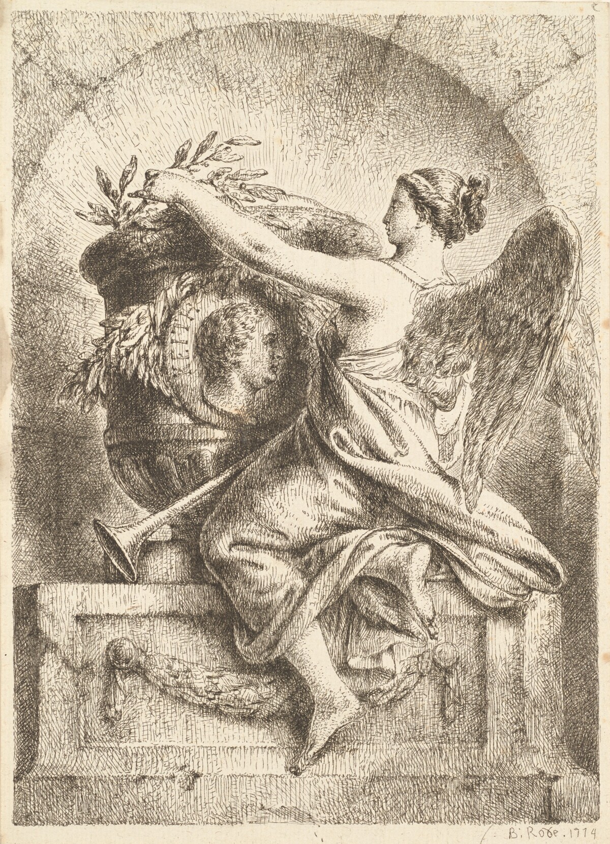 The Goddess of Fame Placing a Laurel Wreath on the Memorial to General Keith by Bernhard Rode