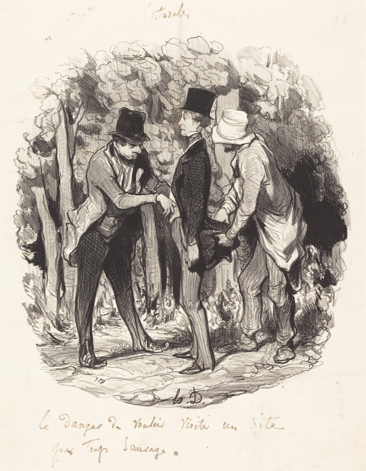 Le Danger de... visiter un site par trop sauvage by Honoré Daumier