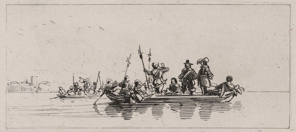 Two Boats With Passengers and Guards by Caspar Johann Nepomuk Scheuren