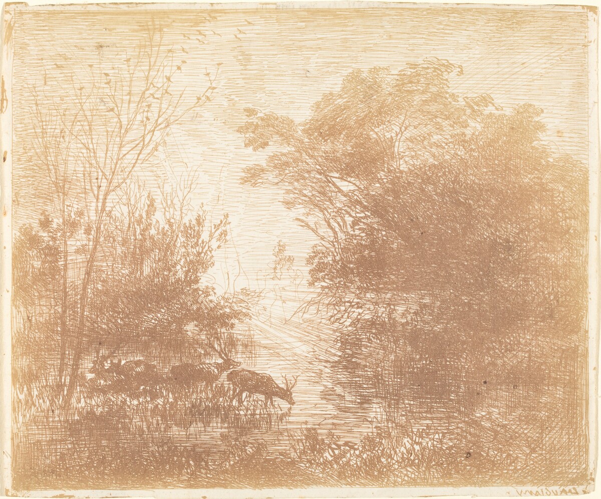 Deer (Les Cerfs) by Charles-François Daubigny