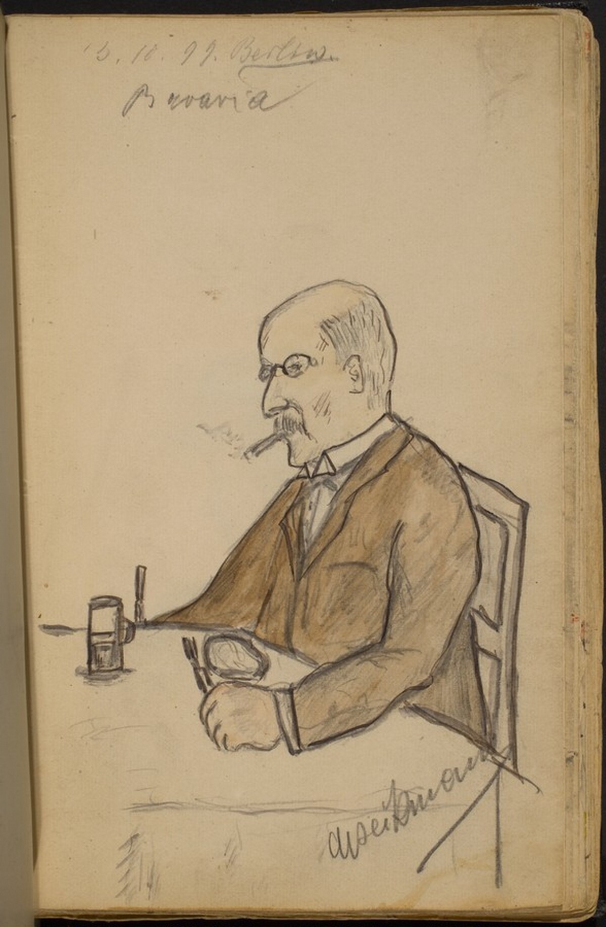Man Seated at a Dining Table, Smoking by Max Beckmann