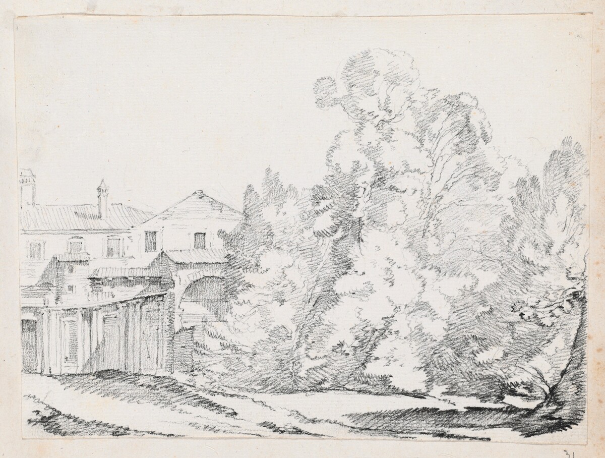 Trees Screening a House Built on Ancient Ruins by Joseph-Marie Vien