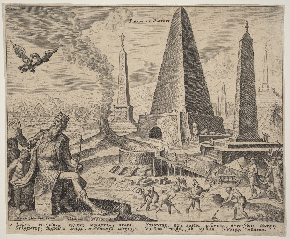 Piramides Aegypti (The Pyramids of Egypt) by Philip Galle, after Maerten van Heemskerck