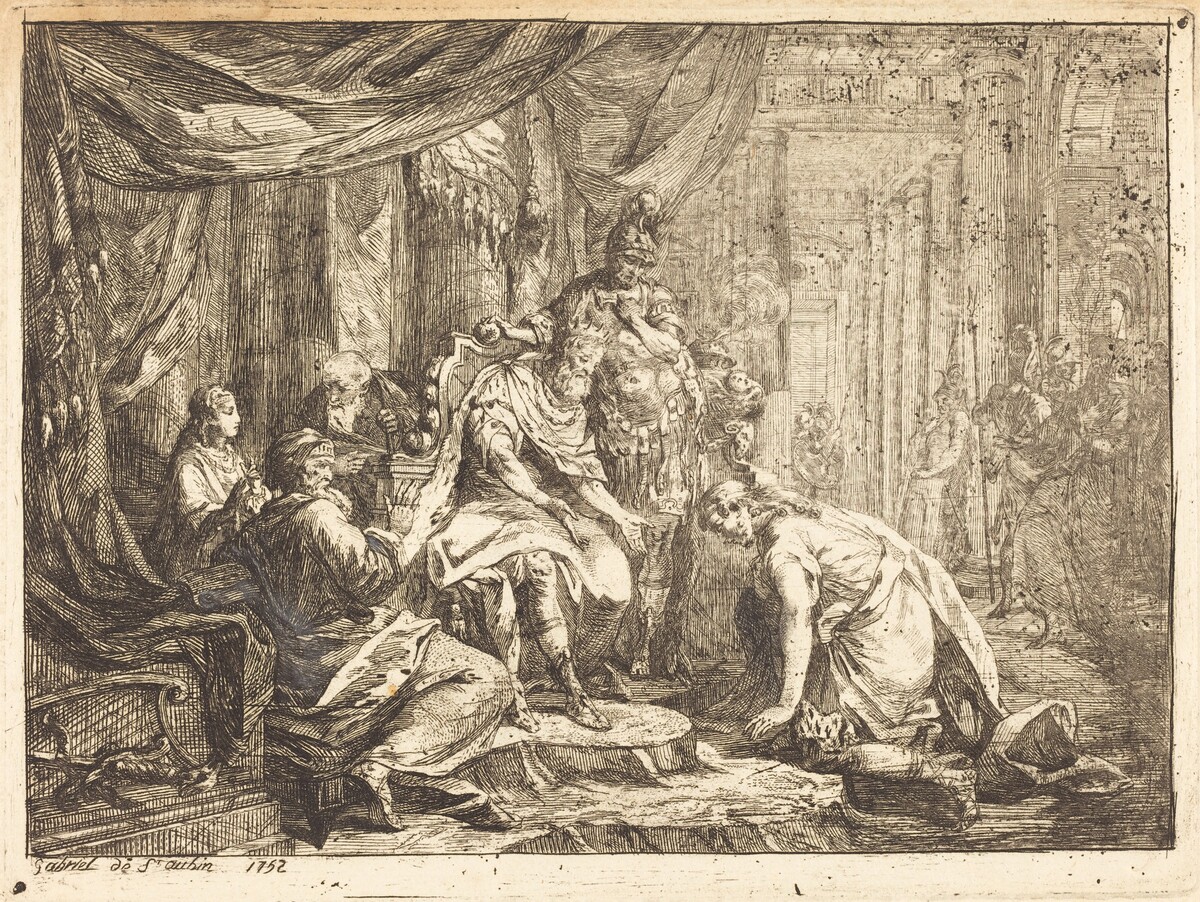 Reconciliation of Absalom and David (Réconciliation d'Absalom et de David) by Gabriel Jacques de Saint-Aubin