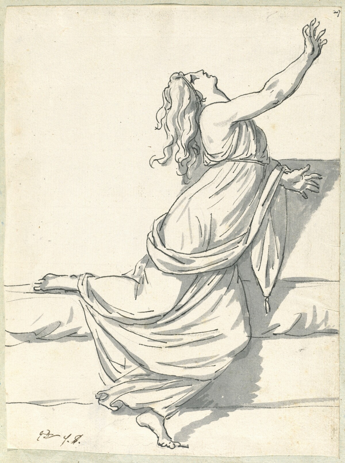 A Distraught Woman with Her Head Thrown Back by Jacques-Louis David