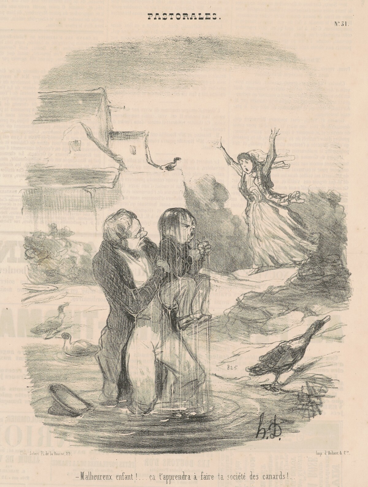 Malheureux enfant! ... Ca t'appendra a faire ... by Honoré Daumier
