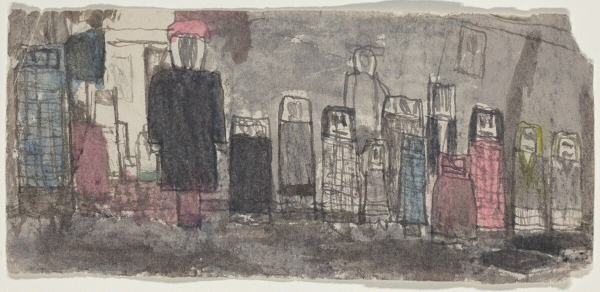 Untitled (Figures Lined  Against a Wall) by James Castle