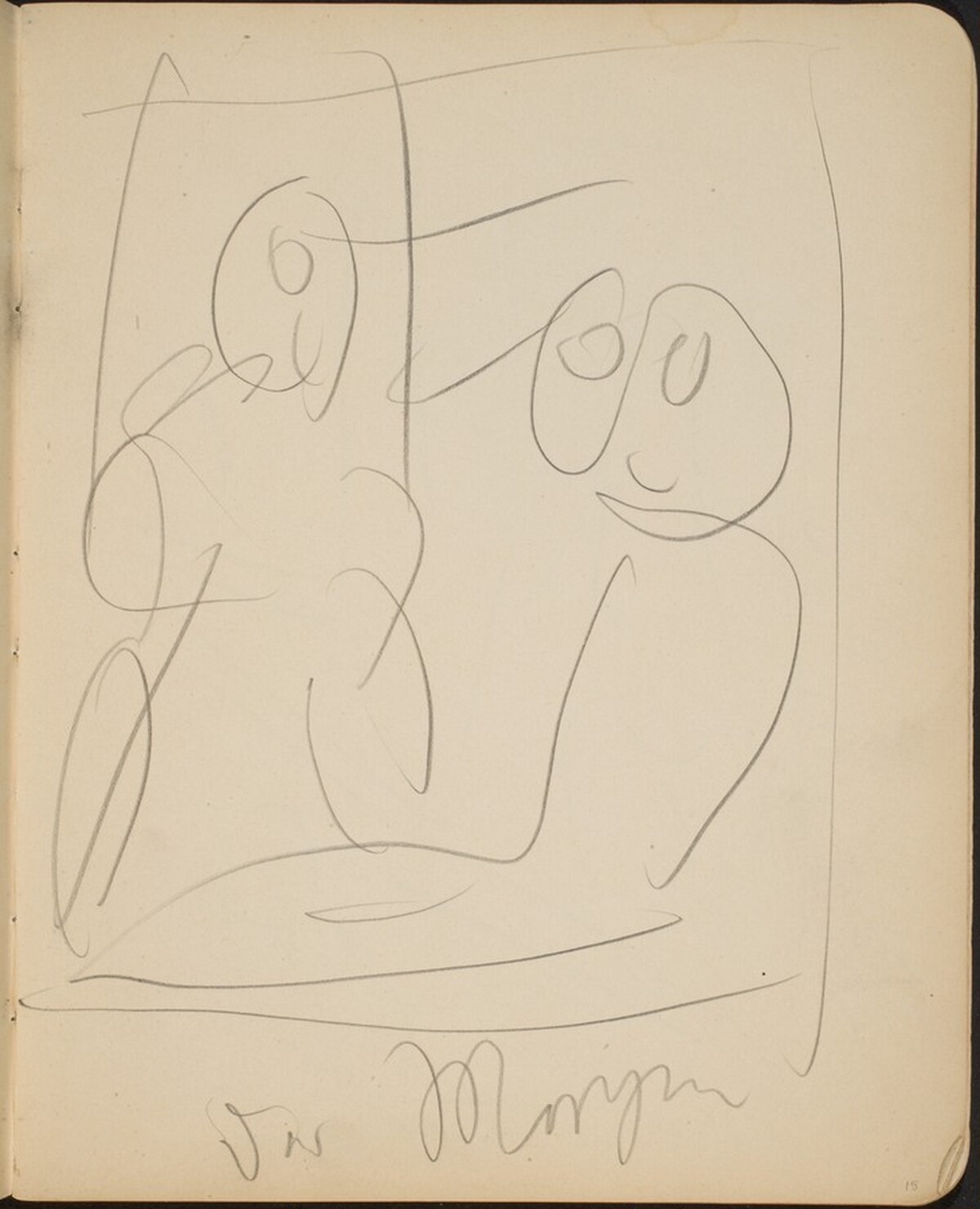 Zweifigurige Kompositionsskizze mit Bezeichnung (Sketch with Two Figures) [p. 15] by Max Beckmann