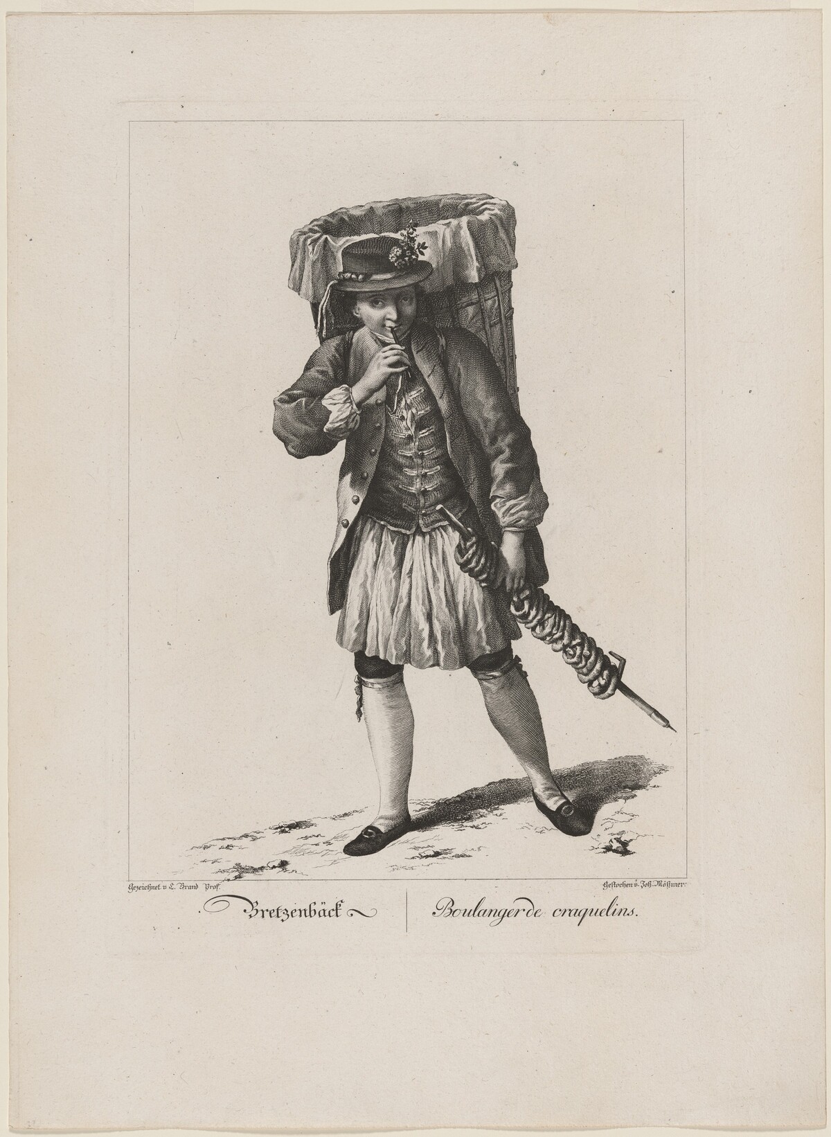 Bretzenbäck (Pretzel Baker) by Johann Mössmer, after Johann Christian Brand