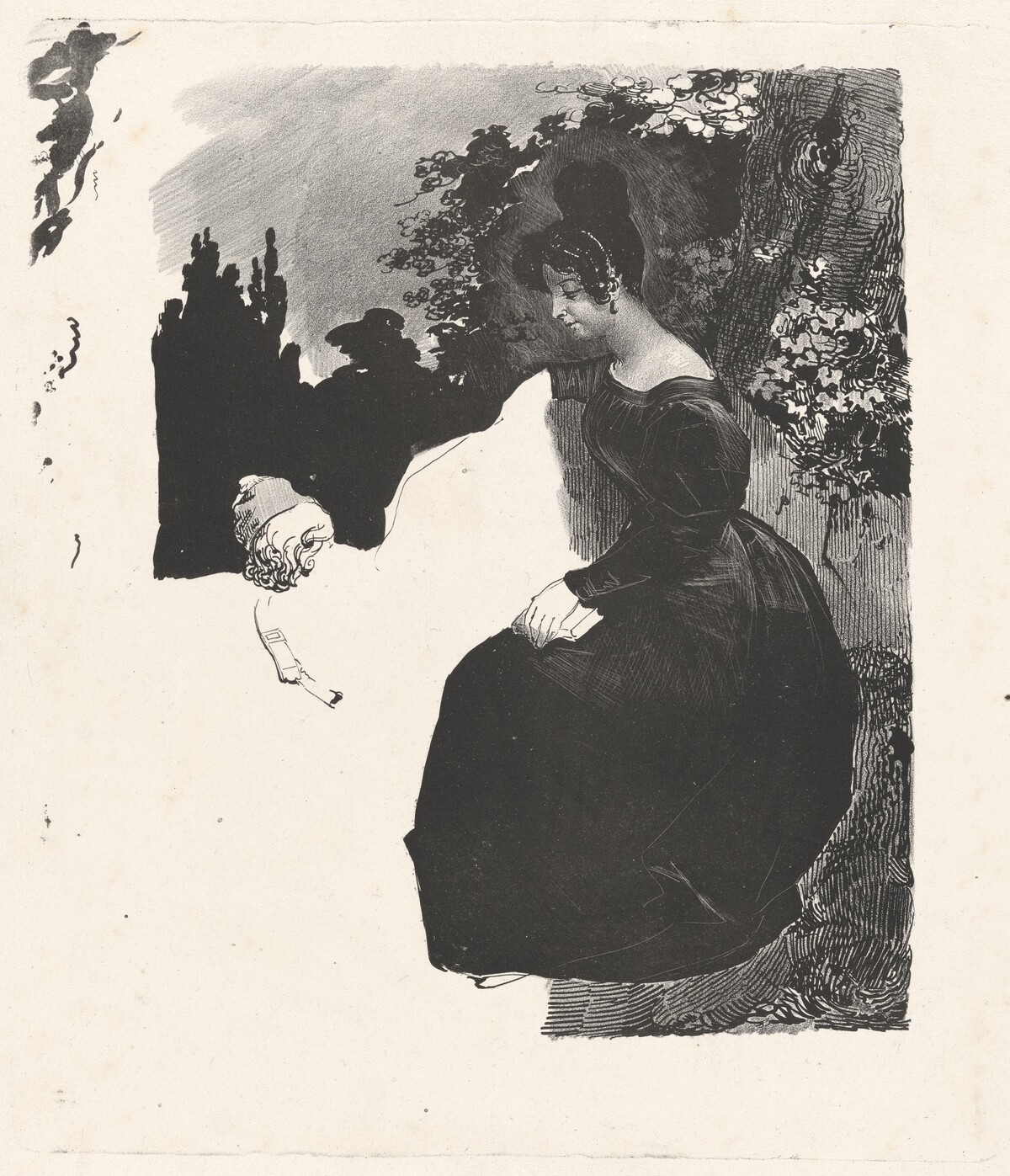 Young Woman Sitting near a Tree by Nicolas-Toussaint Charlet