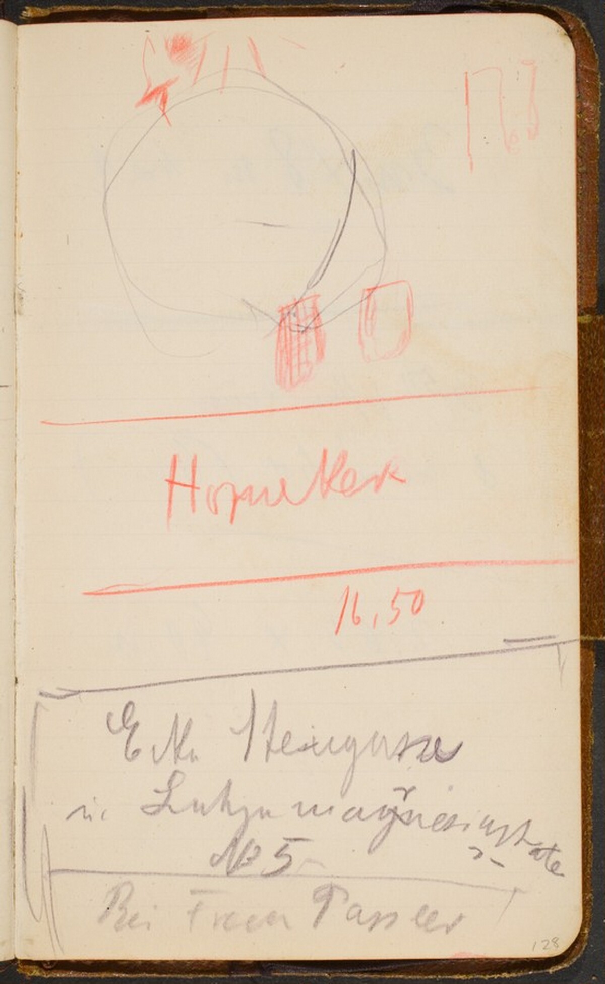 Skizze und Notizen (Sketch with Notation) [p. 128] by Max Beckmann