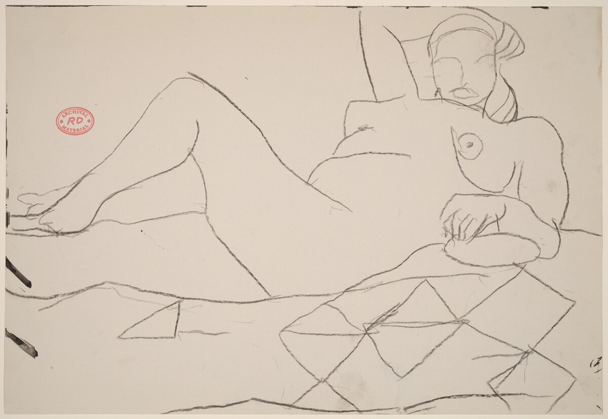 Untitled [reclining female nude on a quilt] by Richard Diebenkorn