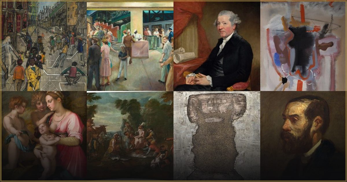A wall of artworks from the Orlonzo Gallery